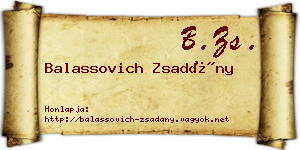 Balassovich Zsadány névjegykártya